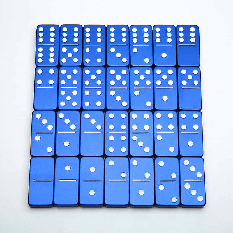 Double 6 Six Metal Domino Set With 28 Giant Aluminum Alloy Domino Blocks Laser Printed Desktop Game“Pai Jiu”
