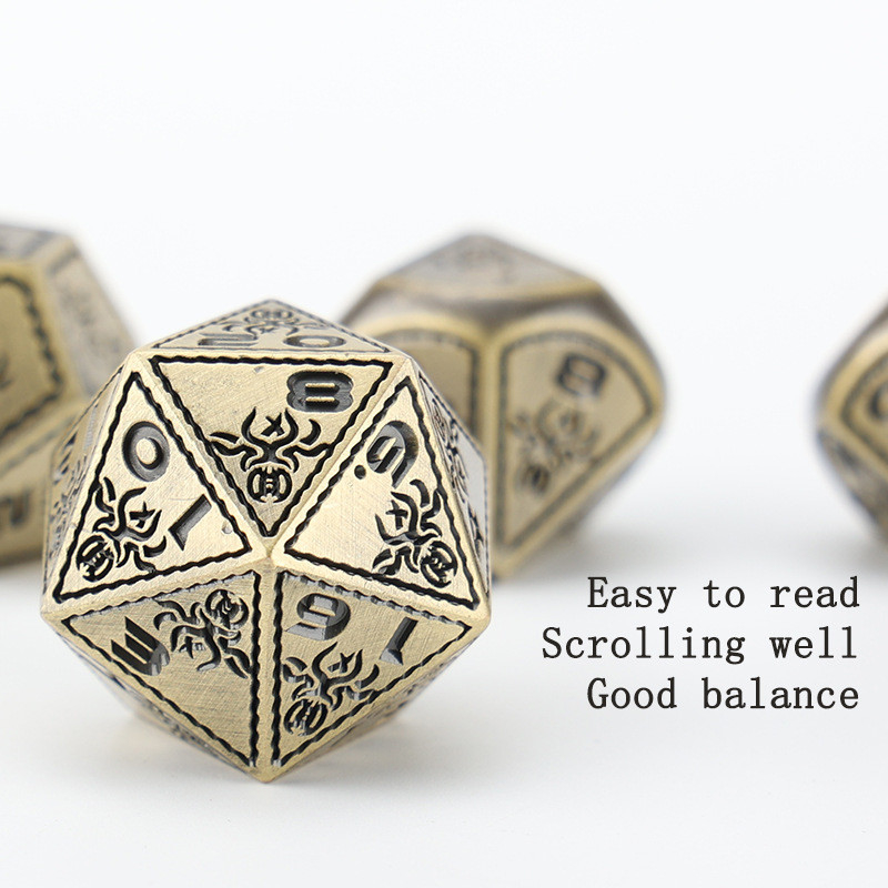 Electroplated Vintage Colored Octopus Metal Dnd Dice Set Dragon and Dragon Chessboard Game Dice